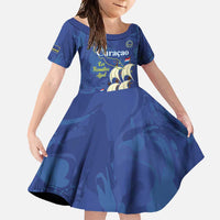 Custom Curacao Football Family Matching Summer Maxi Dress and Hawaiian Shirt La Familia Azul
