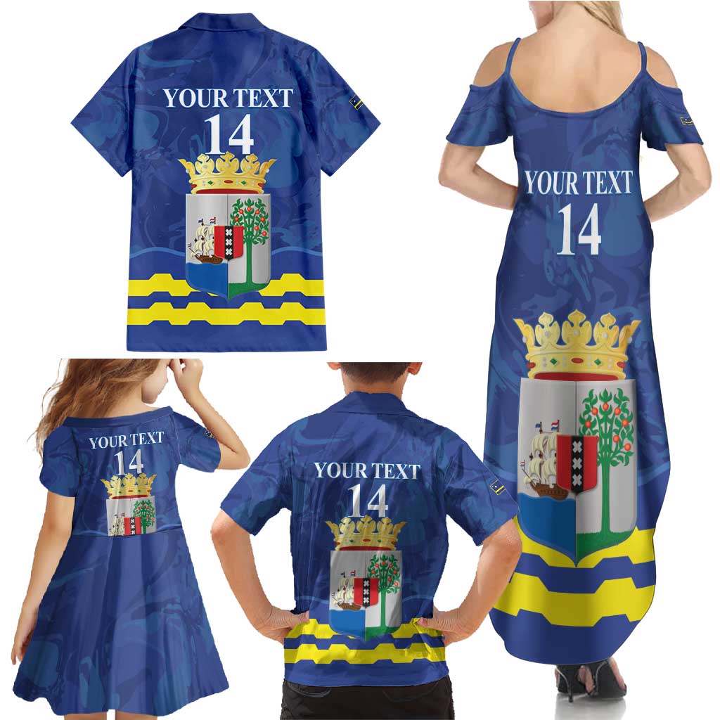 Custom Curacao Football Family Matching Summer Maxi Dress and Hawaiian Shirt La Familia Azul