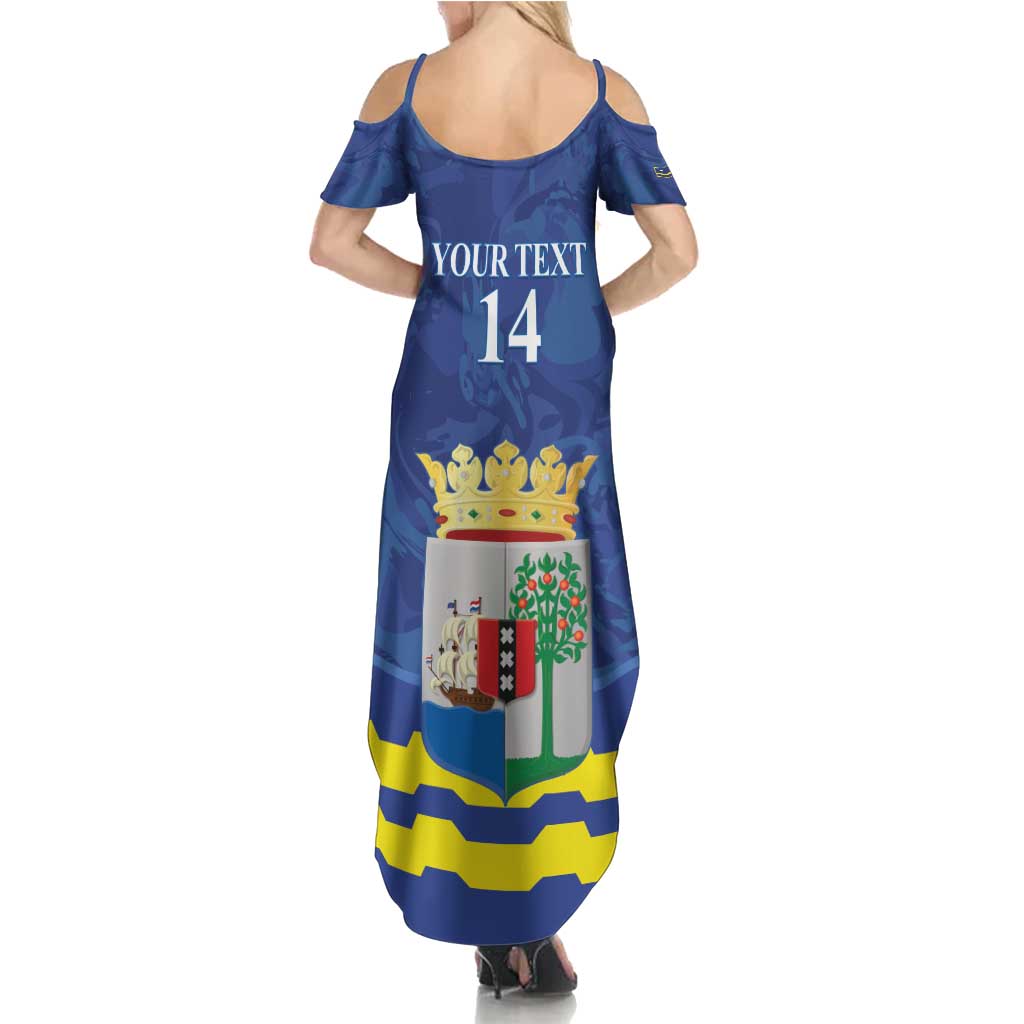 Custom Curacao Football Family Matching Summer Maxi Dress and Hawaiian Shirt La Familia Azul
