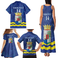 Custom Curacao Football Family Matching Tank Maxi Dress and Hawaiian Shirt La Familia Azul