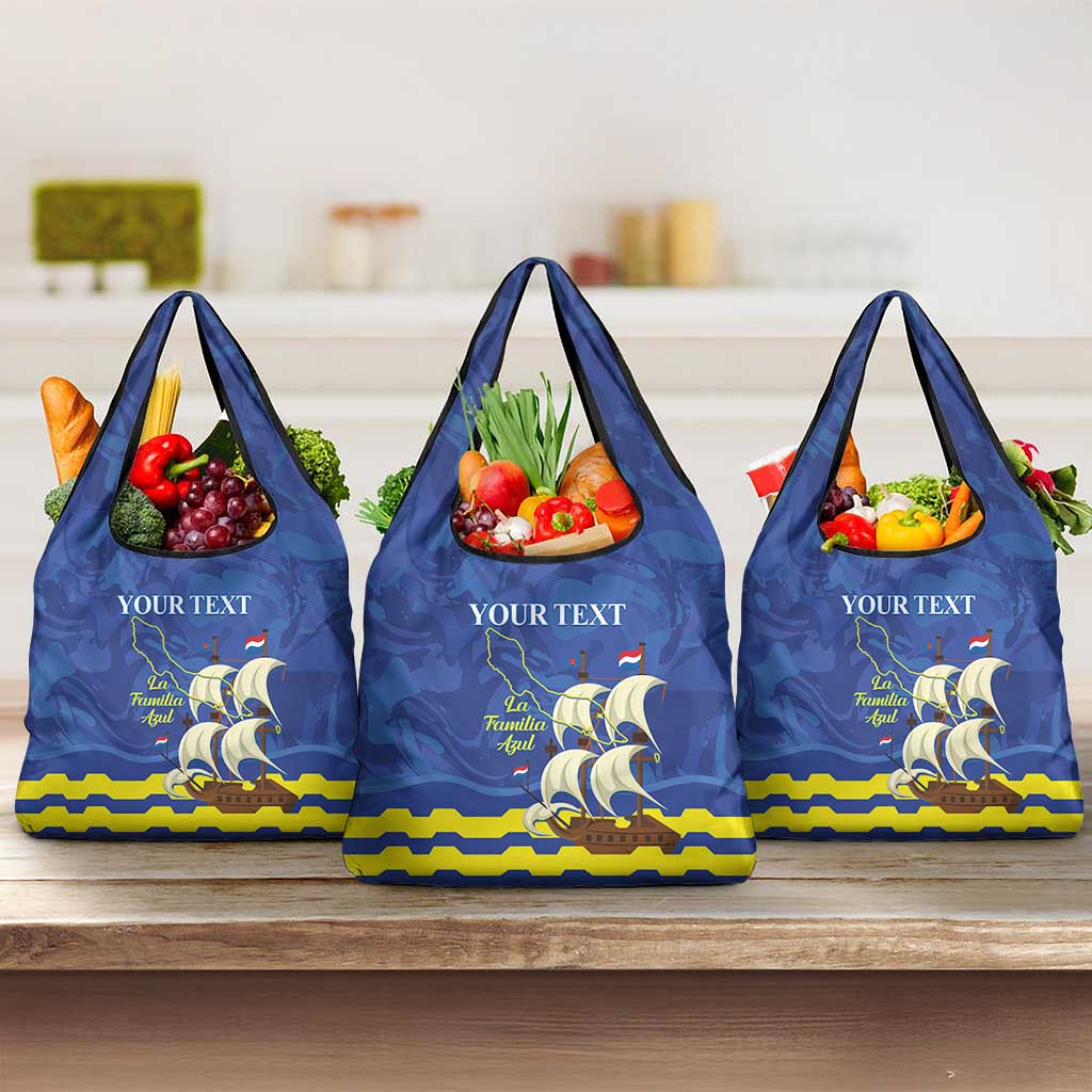 Custom Curacao Football Grocery Bag La Familia Azul
