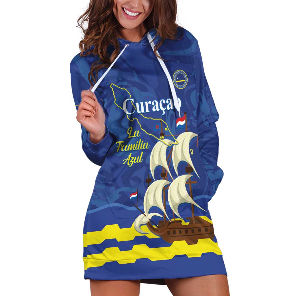 Custom Curacao Football Hoodie Dress La Familia Azul