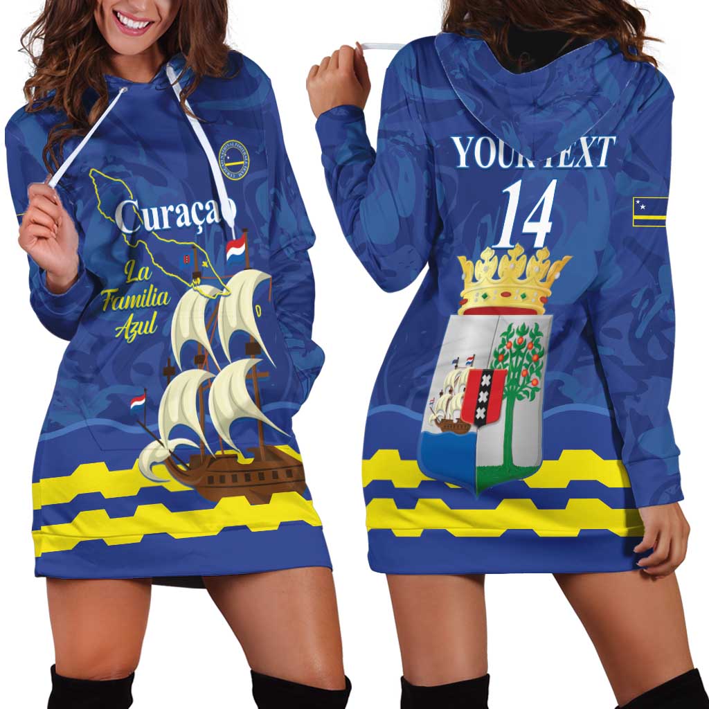 Custom Curacao Football Hoodie Dress La Familia Azul
