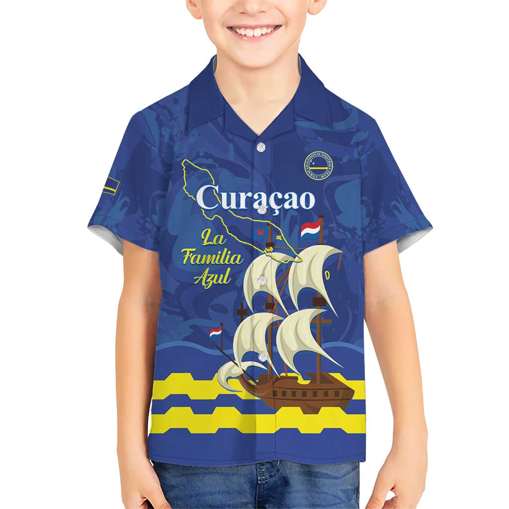 Custom Curacao Football Kid Hawaiian Shirt La Familia Azul