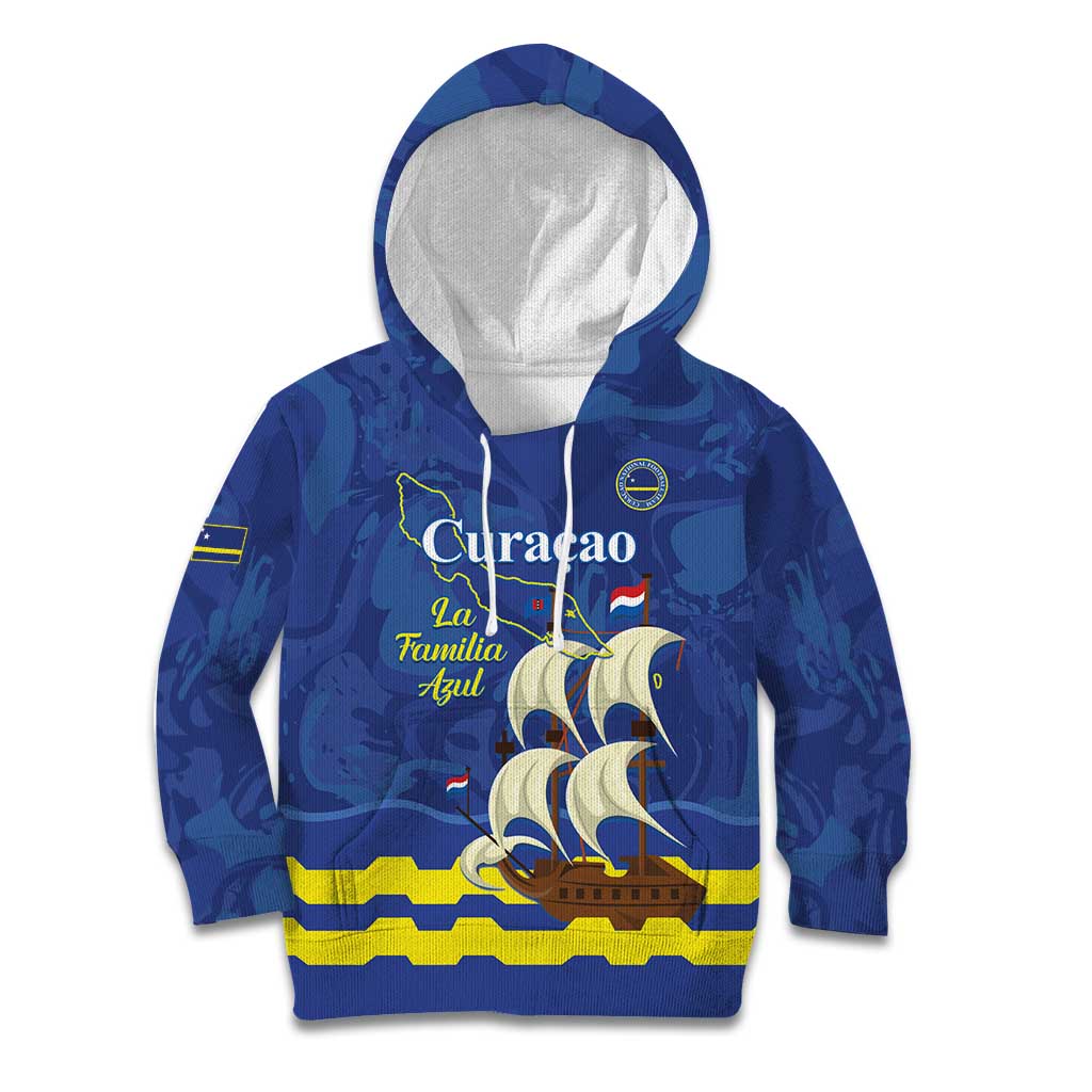 Custom Curacao Football Kid Hoodie La Familia Azul