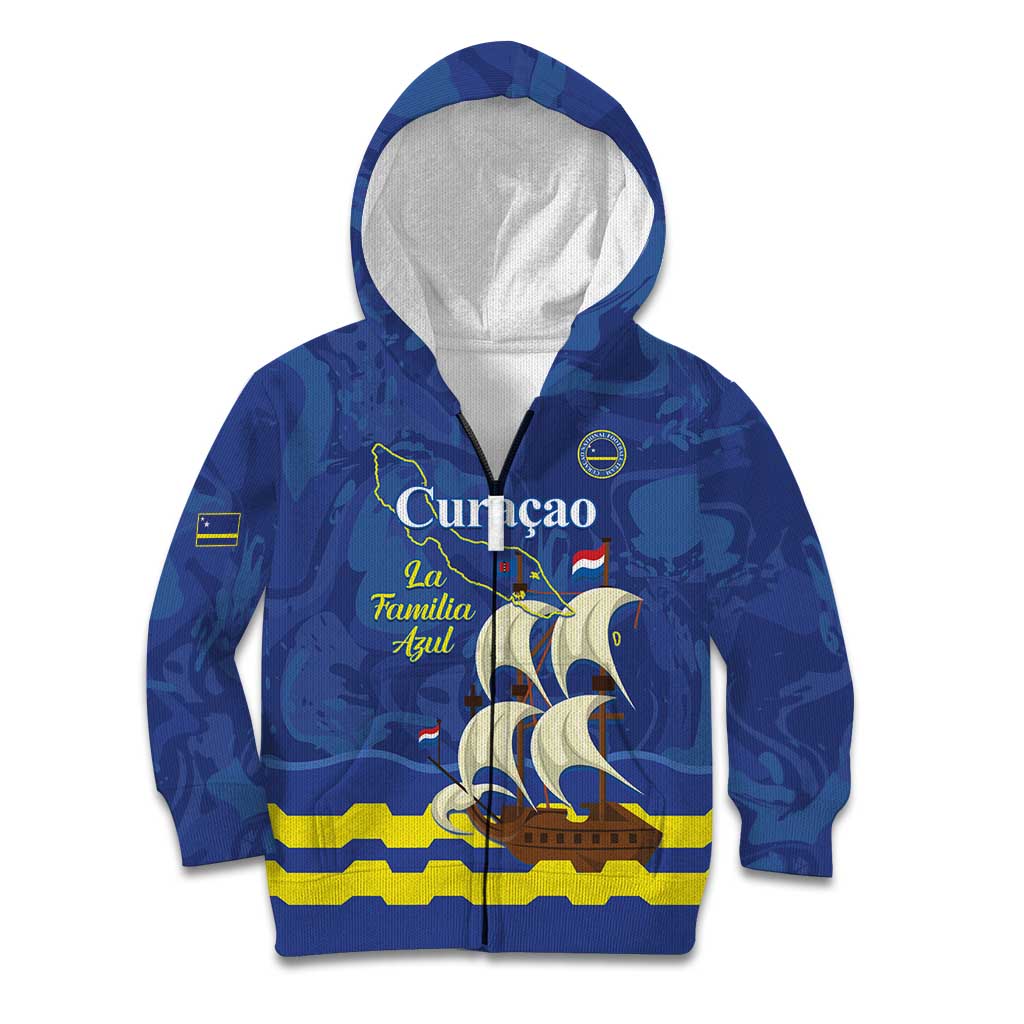 Custom Curacao Football Kid Hoodie La Familia Azul