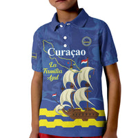 Custom Curacao Football Kid Polo Shirt La Familia Azul