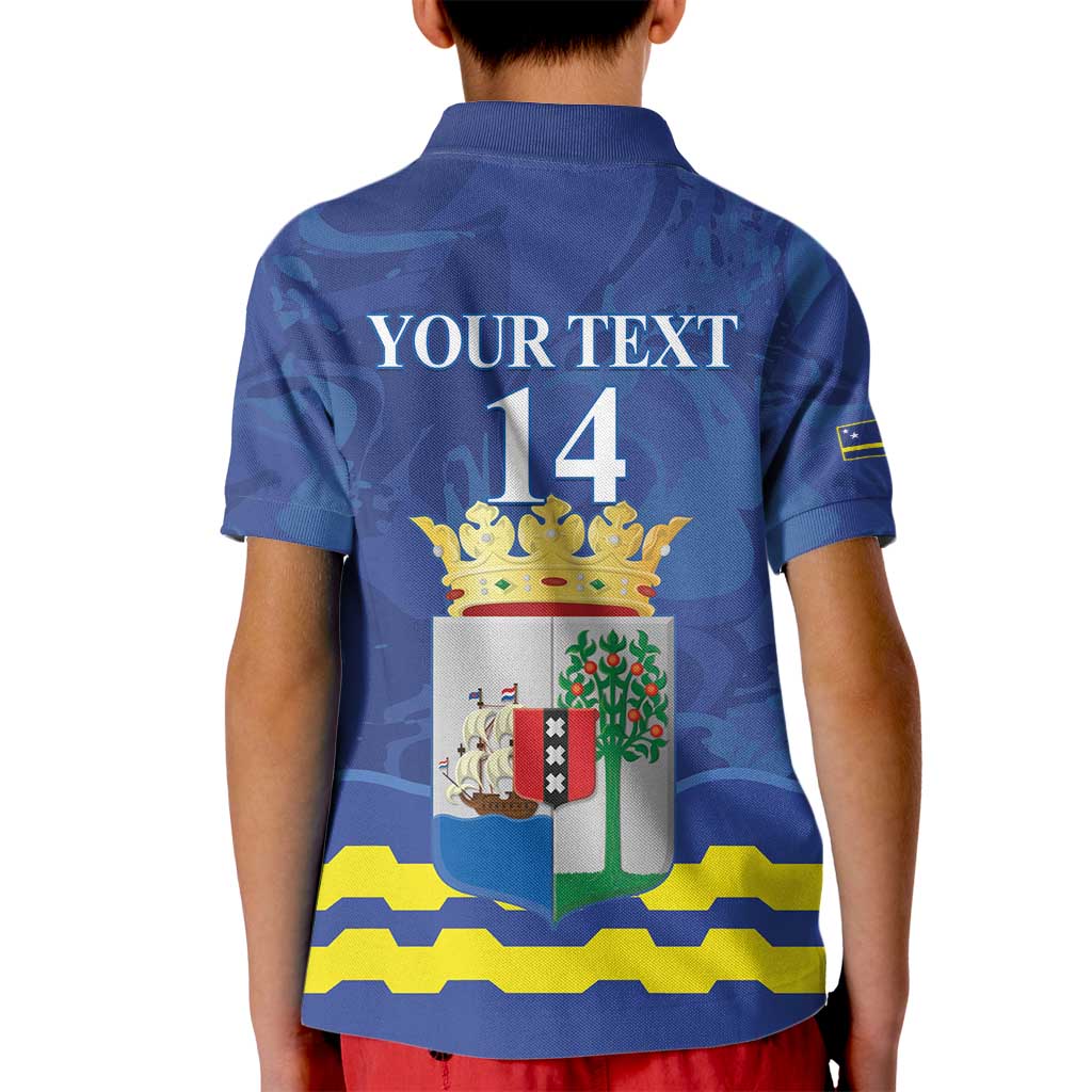 Custom Curacao Football Kid Polo Shirt La Familia Azul