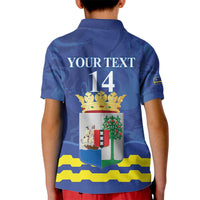 Custom Curacao Football Kid Polo Shirt La Familia Azul
