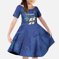 Custom Curacao Football Kid Short Sleeve Dress La Familia Azul
