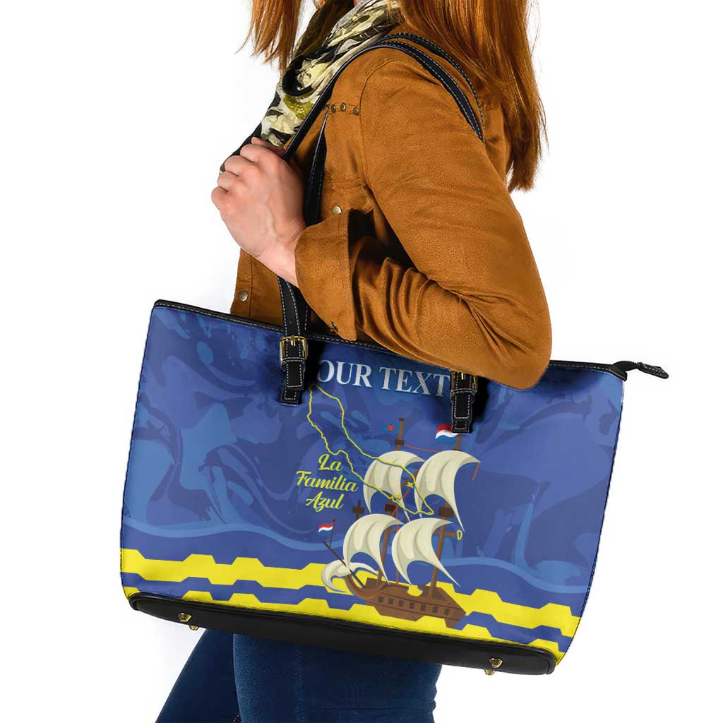 Custom Curacao Football Leather Tote Bag La Familia Azul