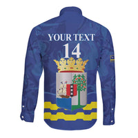 Custom Curacao Football Long Sleeve Button Shirt La Familia Azul