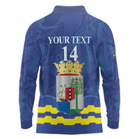 Custom Curacao Football Long Sleeve Polo Shirt La Familia Azul