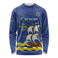 Custom Curacao Football Long Sleeve Shirt La Familia Azul