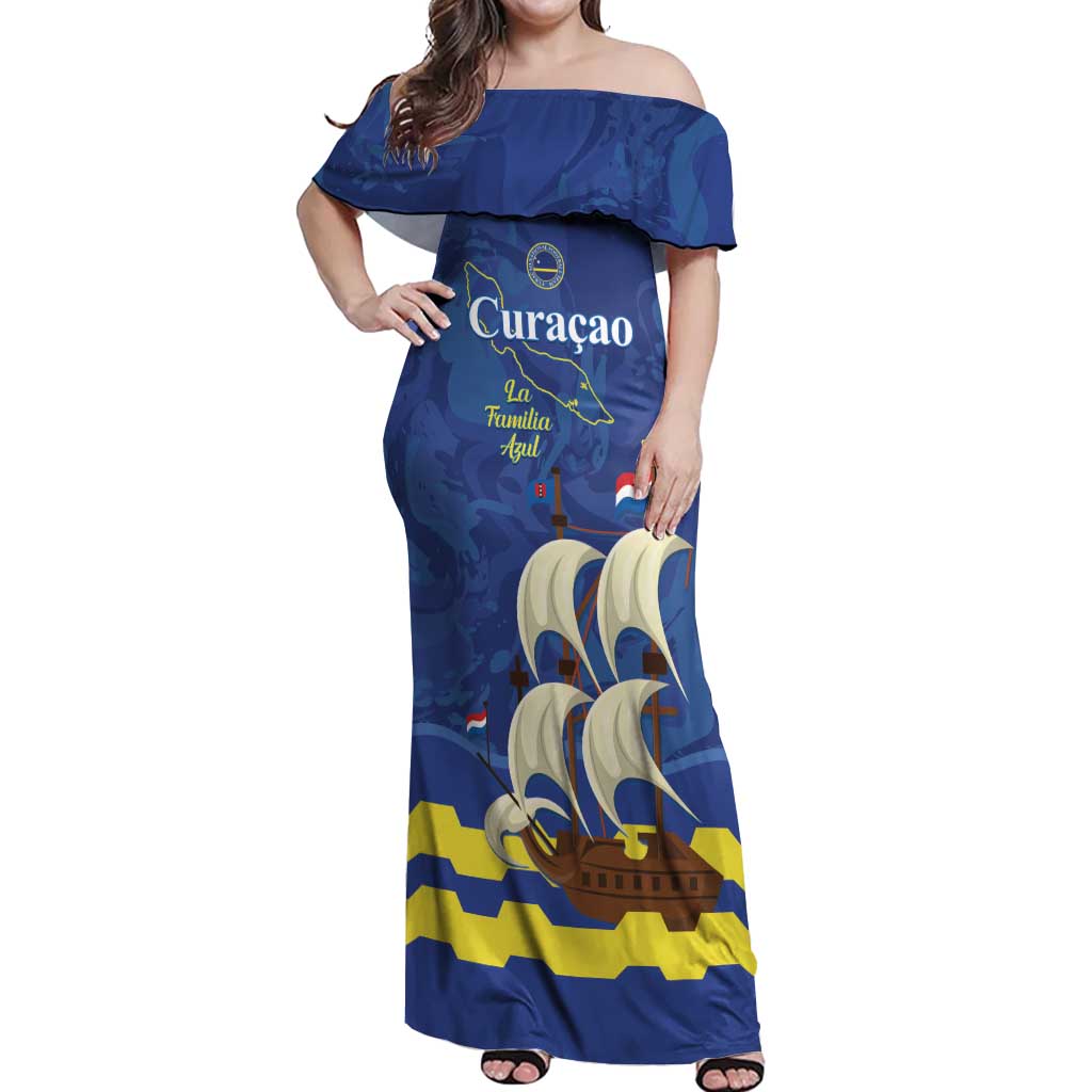 Custom Curacao Football Off Shoulder Maxi Dress La Familia Azul
