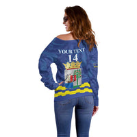 Custom Curacao Football Off Shoulder Sweater La Familia Azul