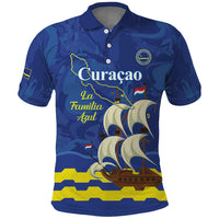 Custom Curacao Football Polo Shirt La Familia Azul
