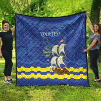Custom Curacao Football Quilt La Familia Azul
