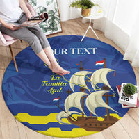 Custom Curacao Football Round Carpet La Familia Azul