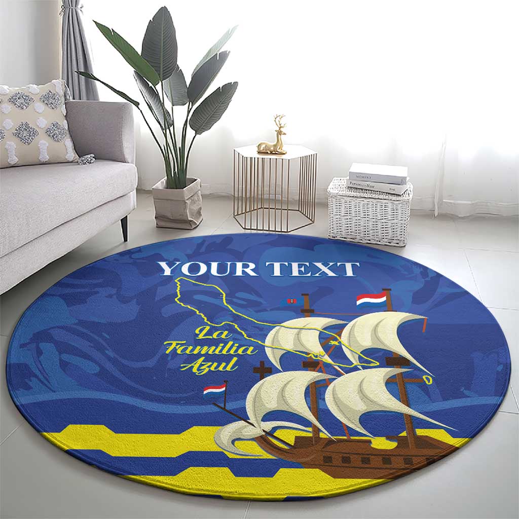 Custom Curacao Football Round Carpet La Familia Azul