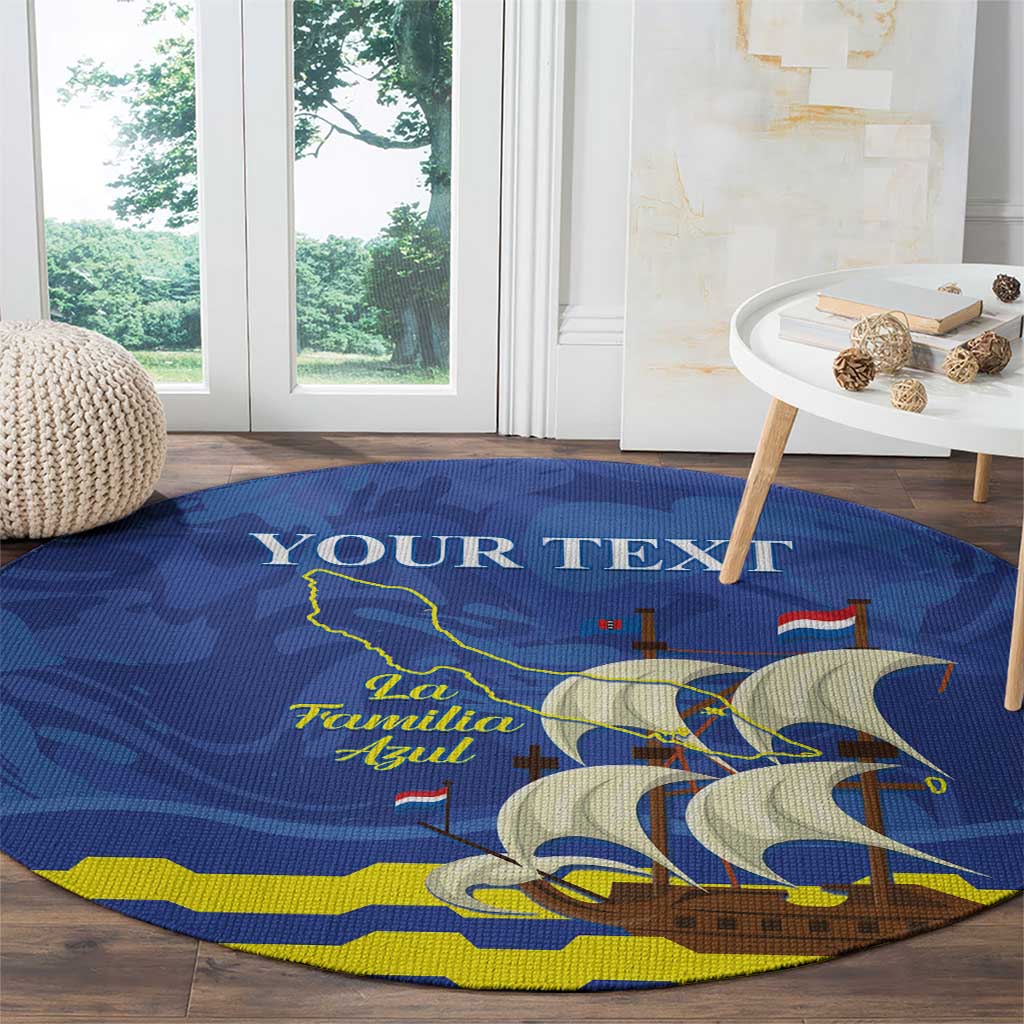 Custom Curacao Football Round Carpet La Familia Azul
