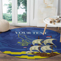 Custom Curacao Football Round Carpet La Familia Azul