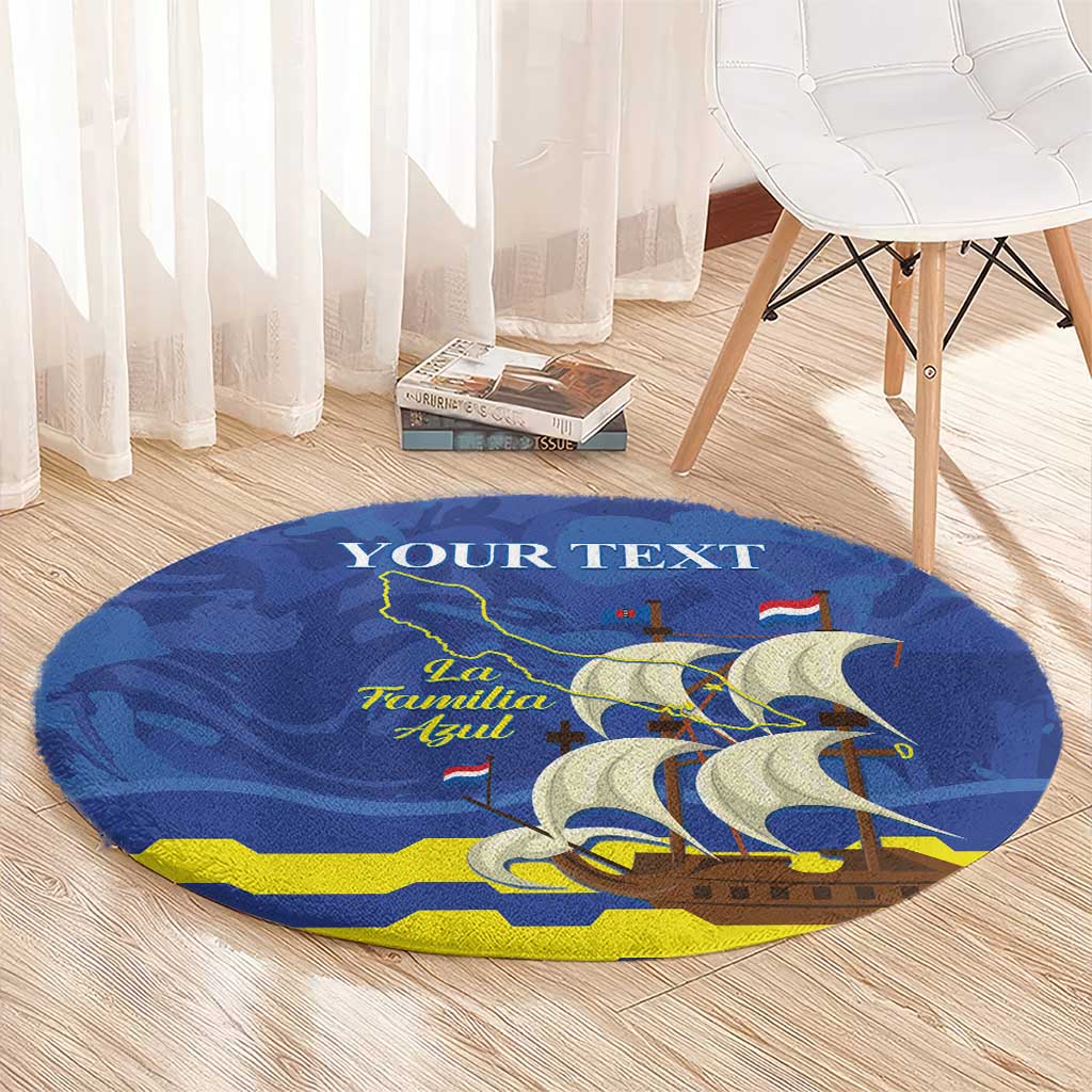 Custom Curacao Football Round Carpet La Familia Azul