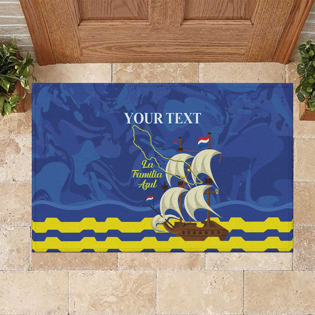Custom Curacao Football Rubber Doormat La Familia Azul