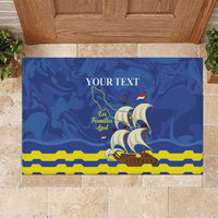 Custom Curacao Football Rubber Doormat La Familia Azul