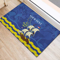 Custom Curacao Football Rubber Doormat La Familia Azul