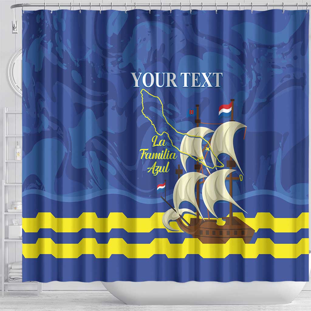 Custom Curacao Football Shower Curtain La Familia Azul