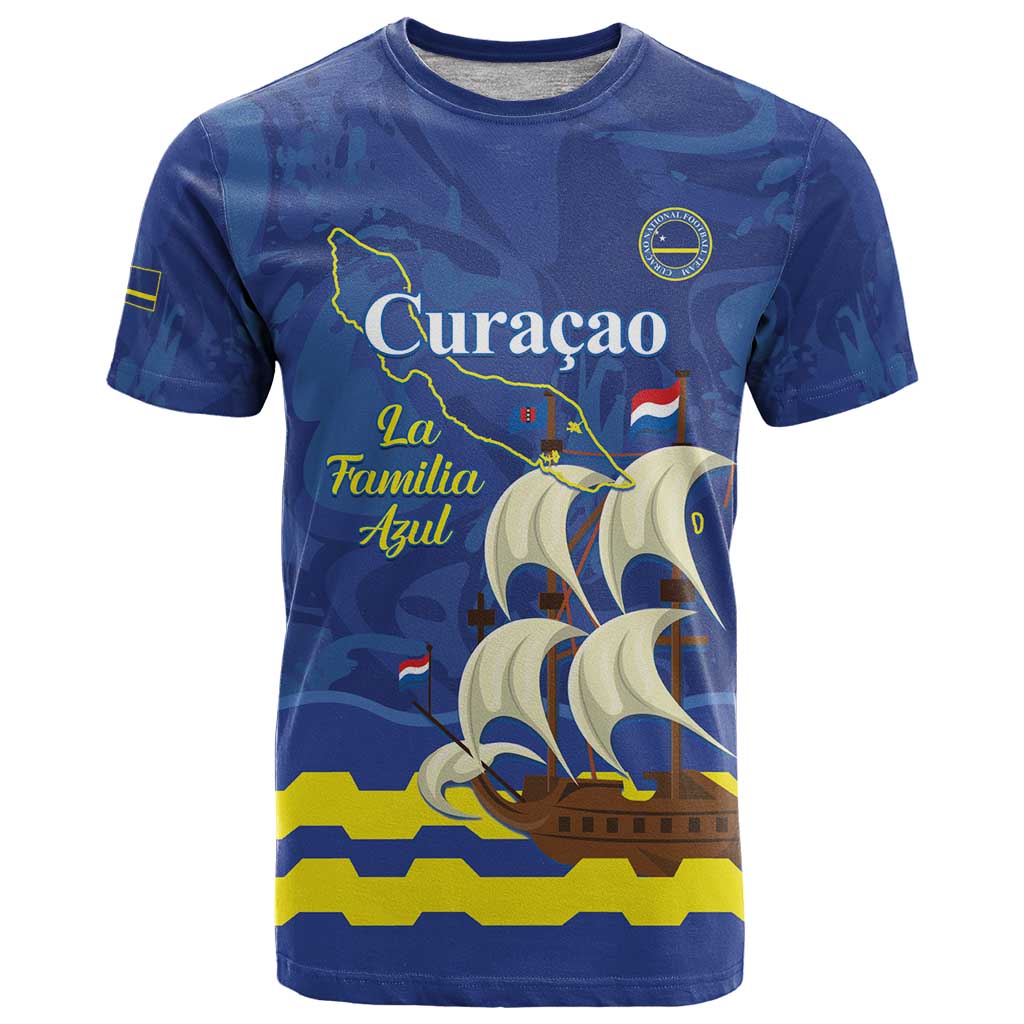 Custom Curacao Football T Shirt La Familia Azul