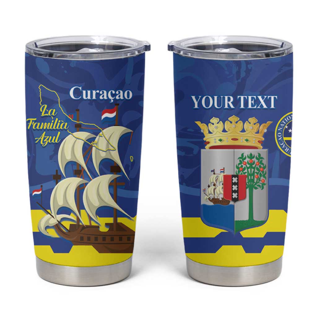 Custom Curacao Football Tumbler Cup La Familia Azul