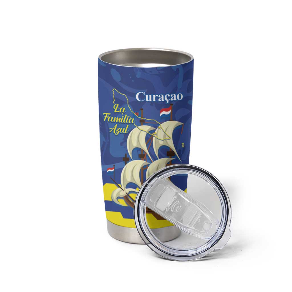 Custom Curacao Football Tumbler Cup La Familia Azul