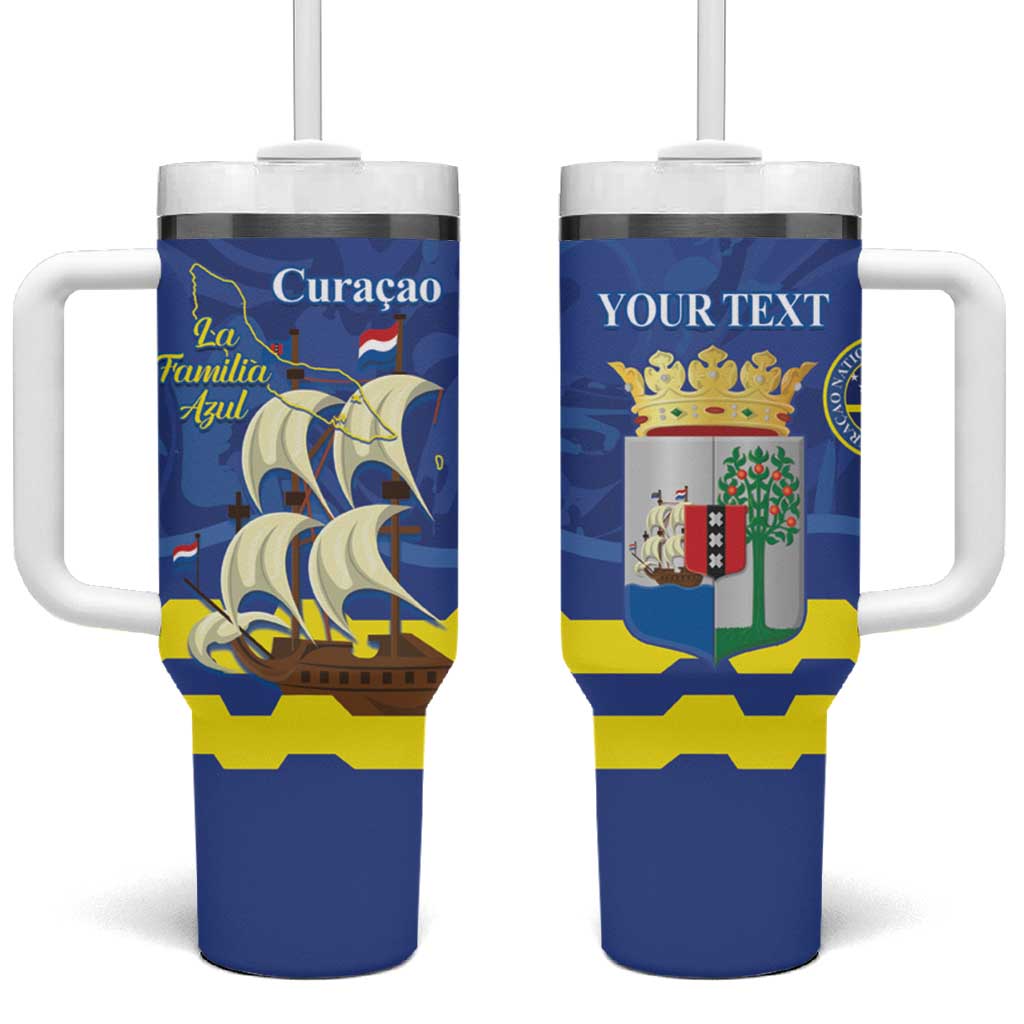 Custom Curacao Football Tumbler With Handle La Familia Azul