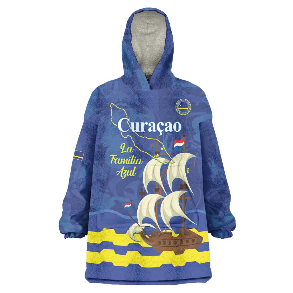 Custom Curacao Football Wearable Blanket Hoodie La Familia Azul
