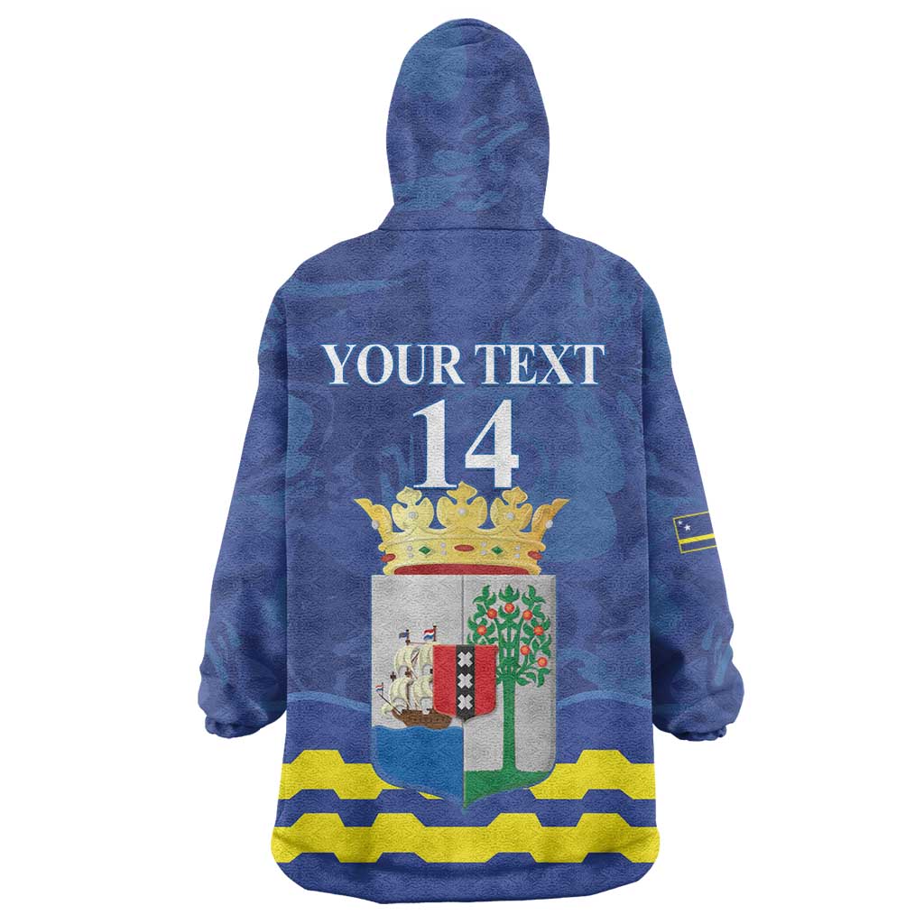 Custom Curacao Football Wearable Blanket Hoodie La Familia Azul