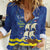 Custom Curacao Football Women Casual Shirt La Familia Azul