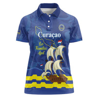 Custom Curacao Football Women Polo Shirt La Familia Azul