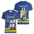 Custom Curacao Football Women V-Neck T-Shirt La Familia Azul