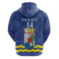 Custom Curacao Football Zip Hoodie La Familia Azul