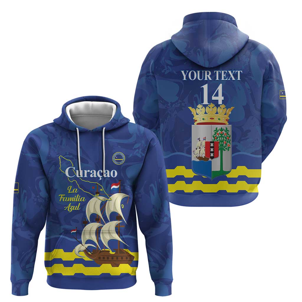 Custom Curacao Football Zip Hoodie La Familia Azul