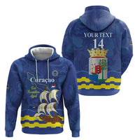 Custom Curacao Football Zip Hoodie La Familia Azul