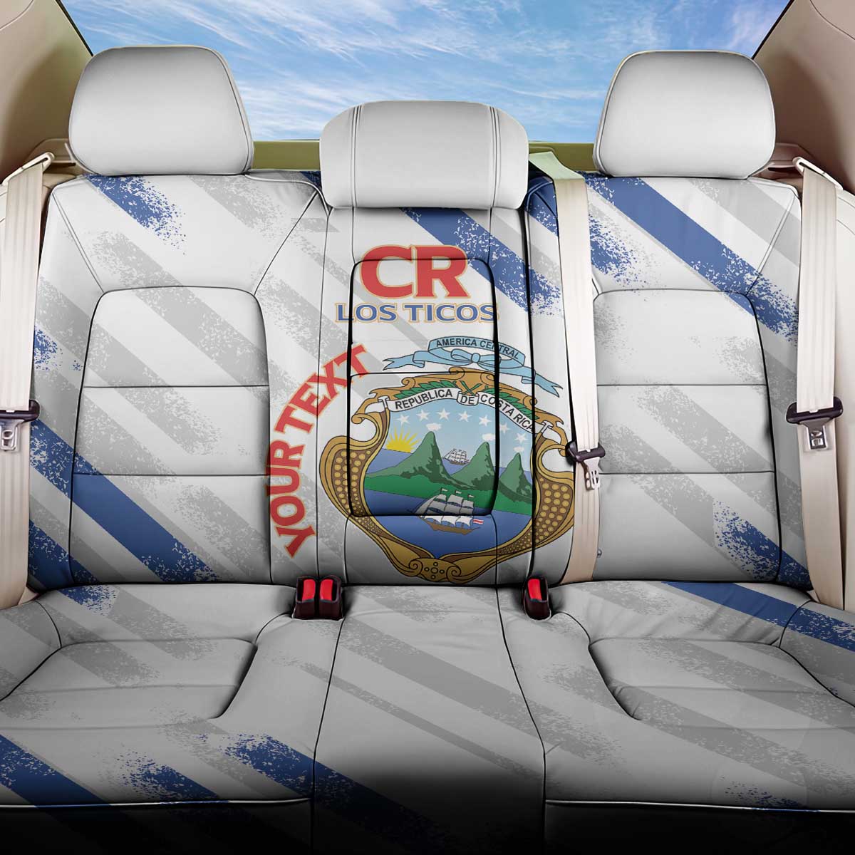 Custom Costa Rica Football Back Car Seat Cover Go Champions Los Ticos