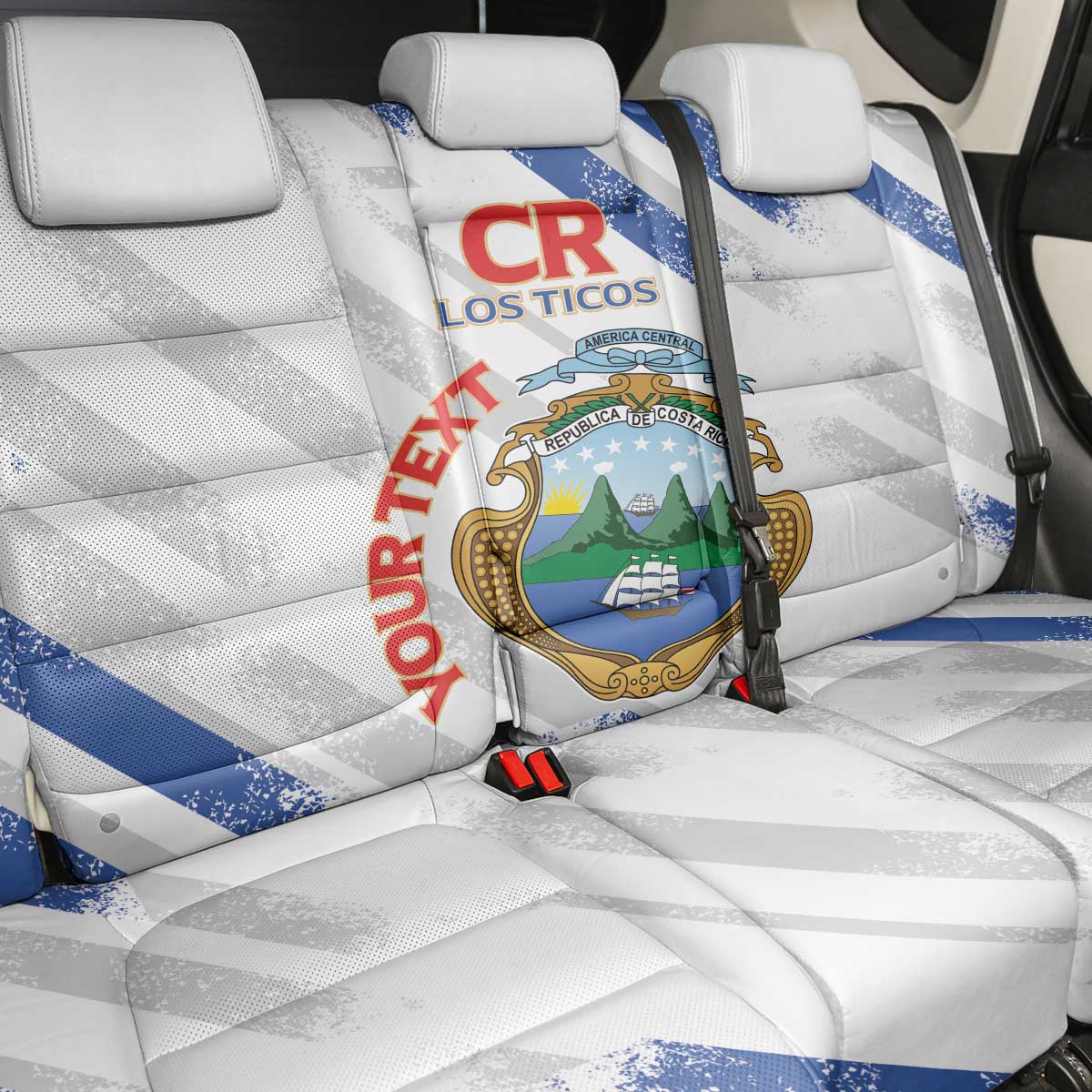 Custom Costa Rica Football Back Car Seat Cover Go Champions Los Ticos