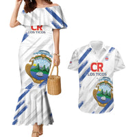 Custom Costa Rica Football Couples Matching Mermaid Dress and Hawaiian Shirt Go Champions Los Ticos