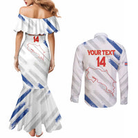 Custom Costa Rica Football Couples Matching Mermaid Dress and Long Sleeve Button Shirt Go Champions Los Ticos