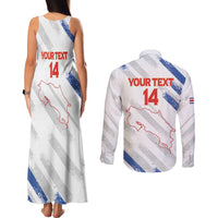Custom Costa Rica Football Couples Matching Tank Maxi Dress and Long Sleeve Button Shirt Go Champions Los Ticos