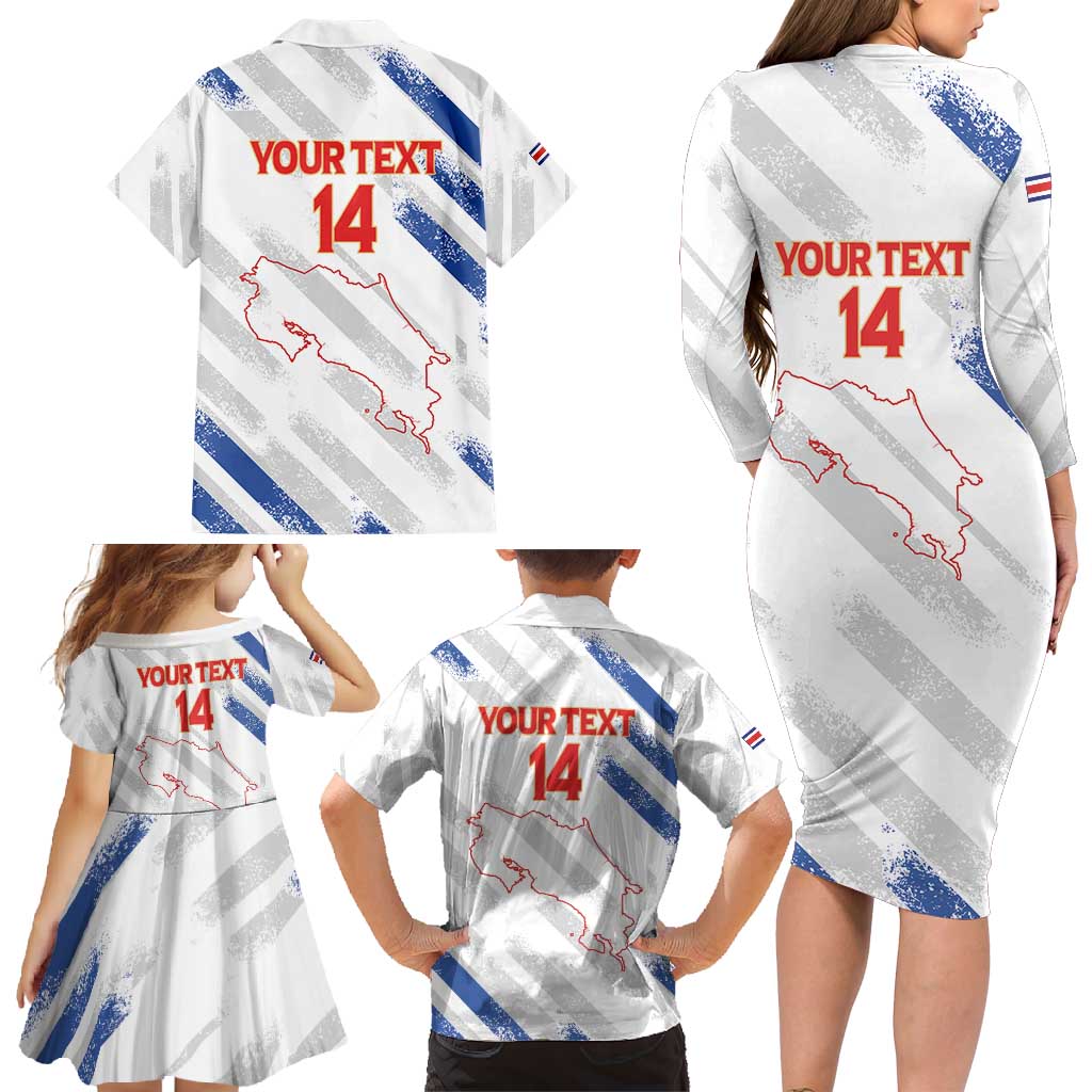 Custom Costa Rica Football Family Matching Long Sleeve Bodycon Dress and Hawaiian Shirt Go Champions Los Ticos