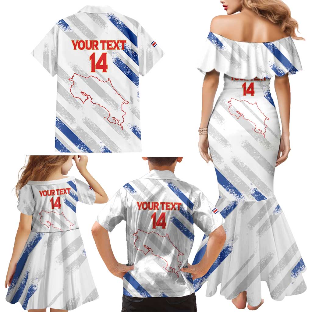 Custom Costa Rica Football Family Matching Mermaid Dress and Hawaiian Shirt Go Champions Los Ticos